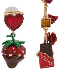 Betsey Johnson Red and Gold Strawberry Chocolate Earrings